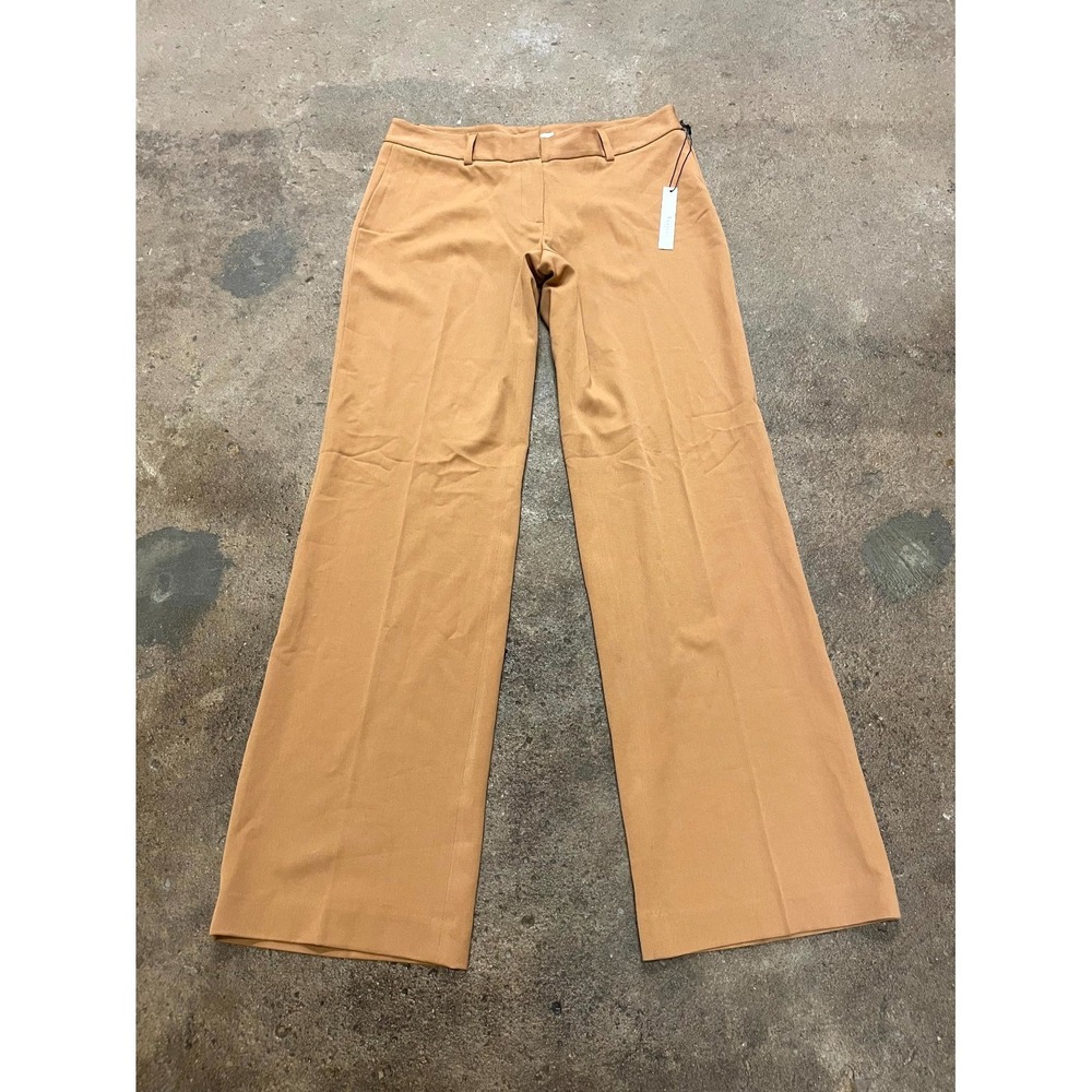 Vertigo Paris Dress Pants Womens 10 Toast Camel Stretch Flat Front Straight Leg